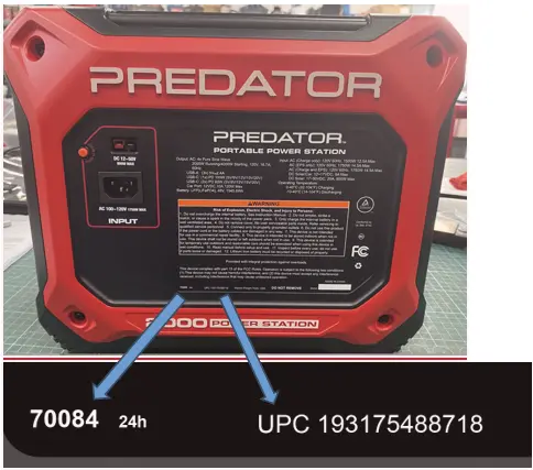 Location of the SKU and UPC on the recalled Power Station
