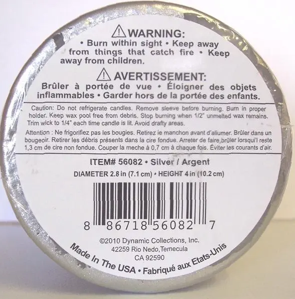 Photo from the official notice: Silver Metallic Pillar Candles Sold Exclusively at Bed Bath & Beyond Stores Recalled By General Wax & Candle Company Due to Fire Hazard