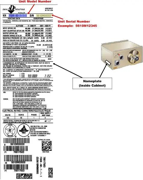 Photo from the official notice: ADP Recalls to Repair Unit Heaters Due to Fire Hazard1