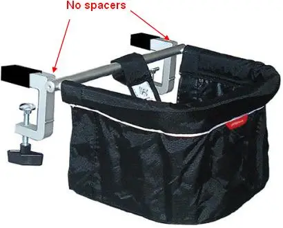Chairs included in this recall do not have black plastic spacers between the cross bar and clamps
