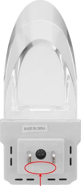 Nightlight back view with model number