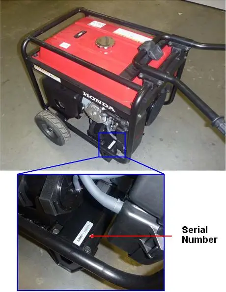Photo from the official notice: American Honda Recalls Portable Generators