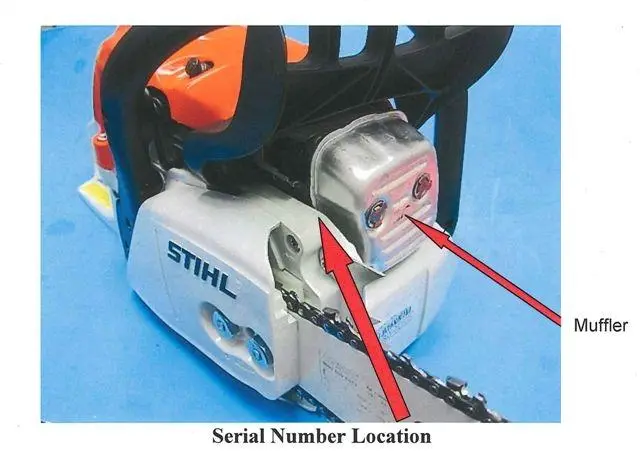 Photo from the official notice: STIHL Recalls Chain Saws Due to Risk of Injury