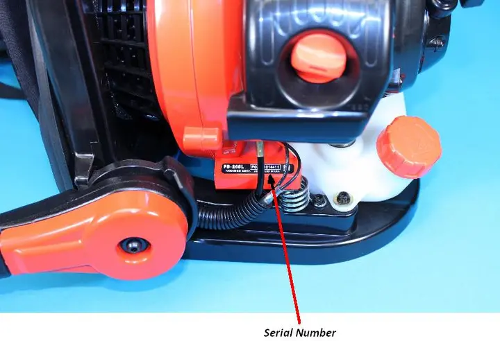 Photo from the official notice: ECHO Recalls Backpack Blowers Due to Fire Hazard