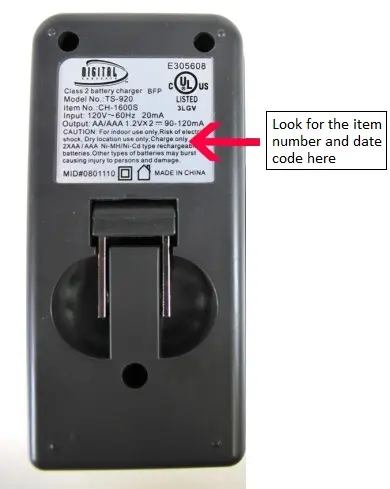 Sakar International Battery Chargers label