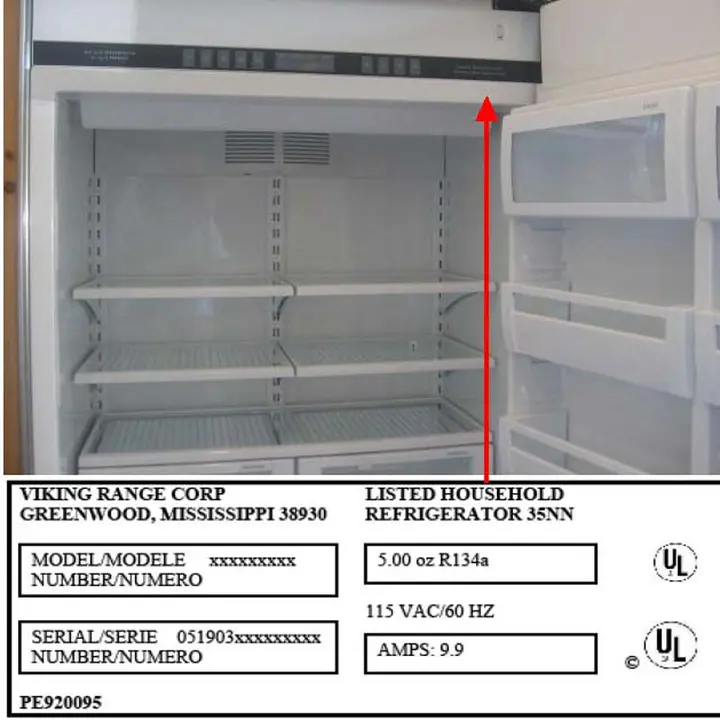 Location of model and serial number/date codes