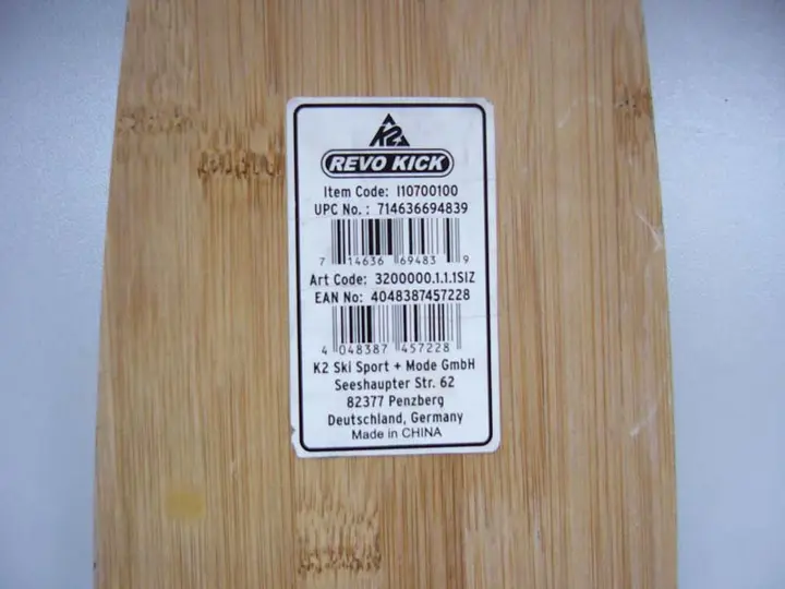 The item code is located on a sticker under the deck