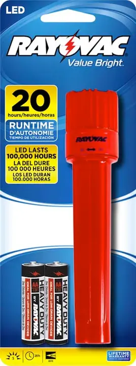 Rayovac Value Bright LED flashlight Model BRSELED2AA-BA