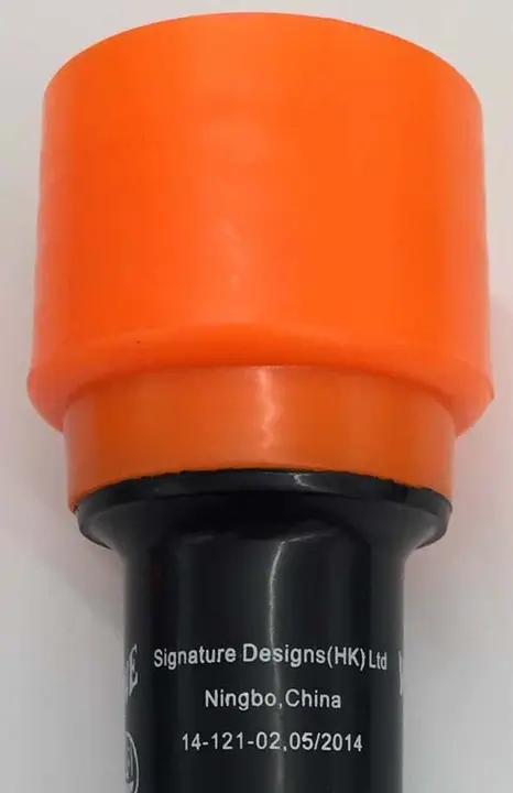 : A label with the manufacturer's name and location, part number and date of manufacture is on the side of the handle opposite the on/off switch.
