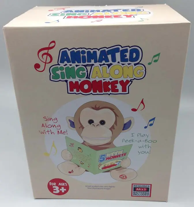 Packaging for the Giggles International Animated Sing-Along Monkey