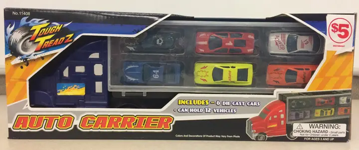 Blue truck with packaging