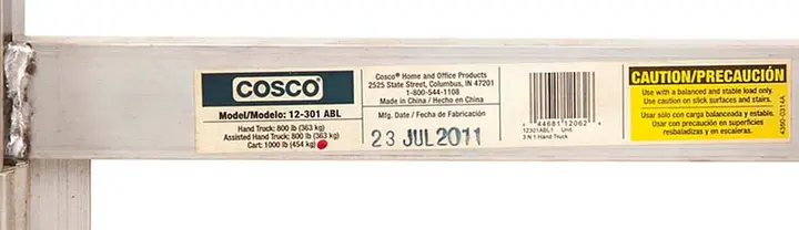 Model Number and Manufacture Date location
