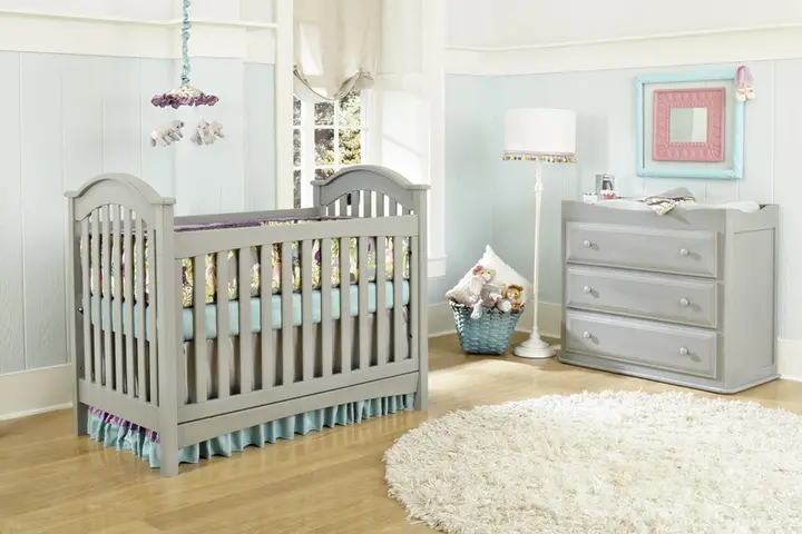 Baby’s Dream Brie and Braxton Cribs and Heritage Single Dresser in Vintage Gray