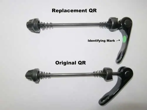 Quick release lever in closed position