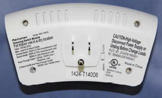 Remotec ZDS-100US model and serial number location