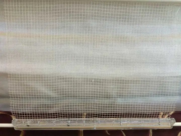 Example of recalled hobble-style Roman shade (back)