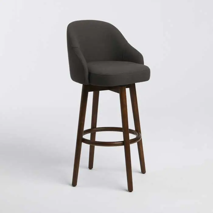 Saddle Bar Stool with Iron Basketweave Upholstery