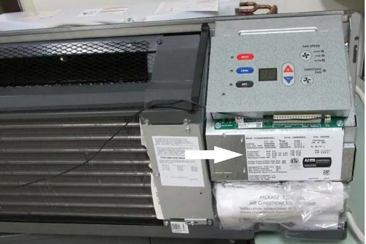 Model and serial numbers can be found by lifting the unit’s front cover.