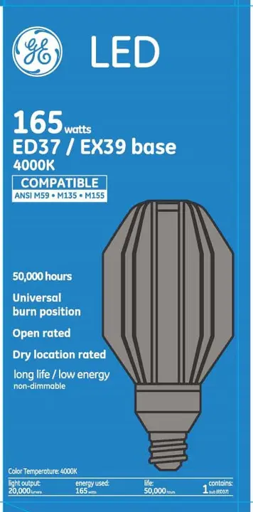 GE HID LED replacement lamp carton (front)