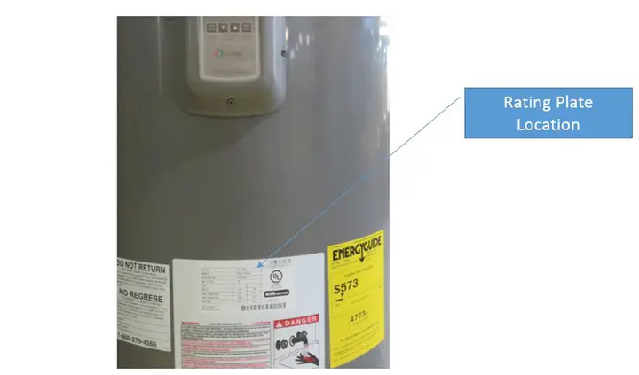 The rating plate is located near the bottom of the unit.