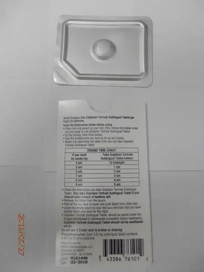 Novel Laboratories sleep tablets 3.5 mg envelope (back)