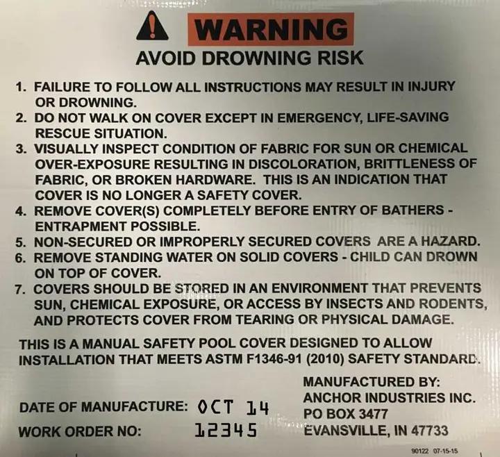 Warning Label with Date of Manufacture