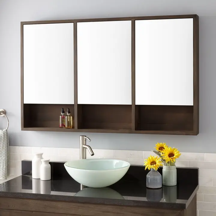 Recalled 48" – Rustic Brown Finish medicine cabinet
