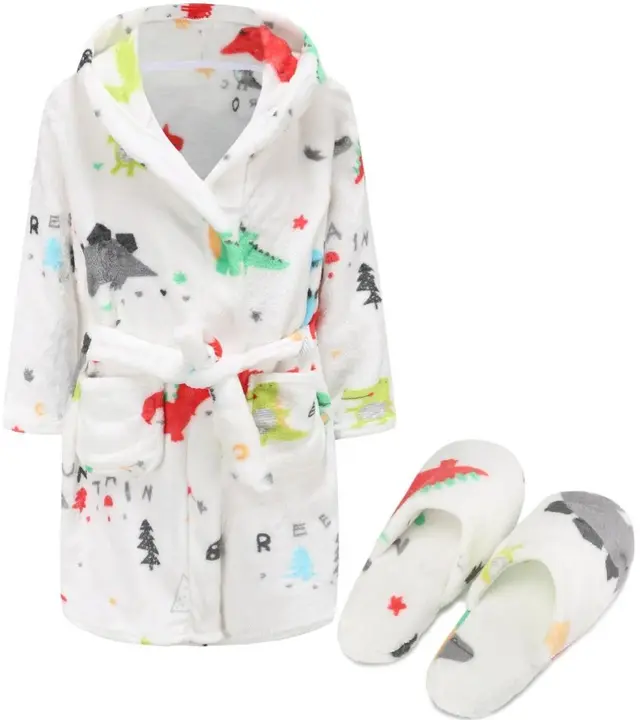 Recalled BTPEIHTD children's robe in Dinosaur in white