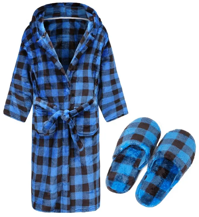 Recalled BTPEIHTD children's robe in blue plaid