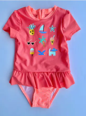 Recalled Cat & Jack "Coral Icon Story Hawaiian" One-Piece Rashguard Swimsuit