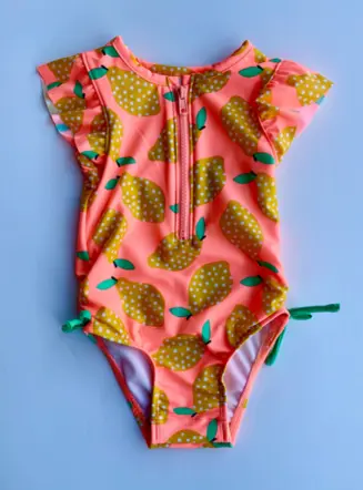 Recalled Cat & Jack "Moxie Peach Lemon" One-Piece Rashguard Swimsuit