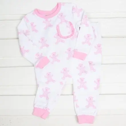 Recalled Classic Whimsy - Pink Bear Print Ruffle Pocket Pajamas
