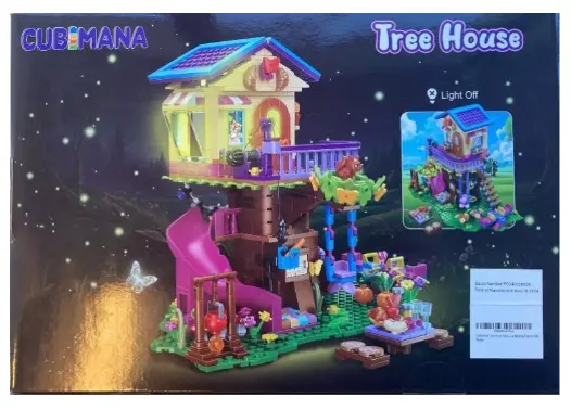 Recalled Cubimana Treehouse Building Set - back of the packaging