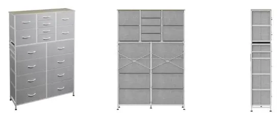 Recalled WLIVE Fabric 16-Drawer Dresser in Light Gray
