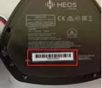 HEOS, the model and serial numbers are located on bottom of base