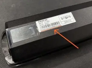Recalled Santa Cruz Bicycles Heckler 9 Electric Bicycle serial number on battery pack