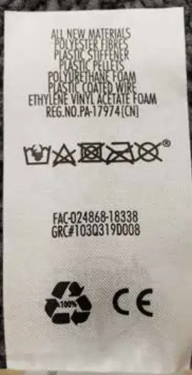 Tracking Numbers printed on sewn in label