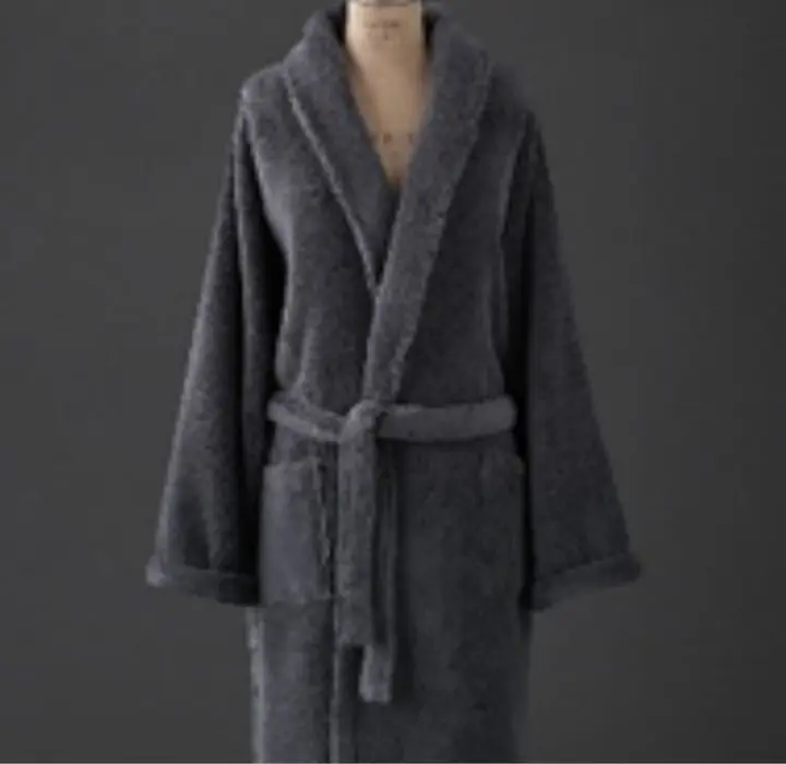 RH recalled robe in dark gray