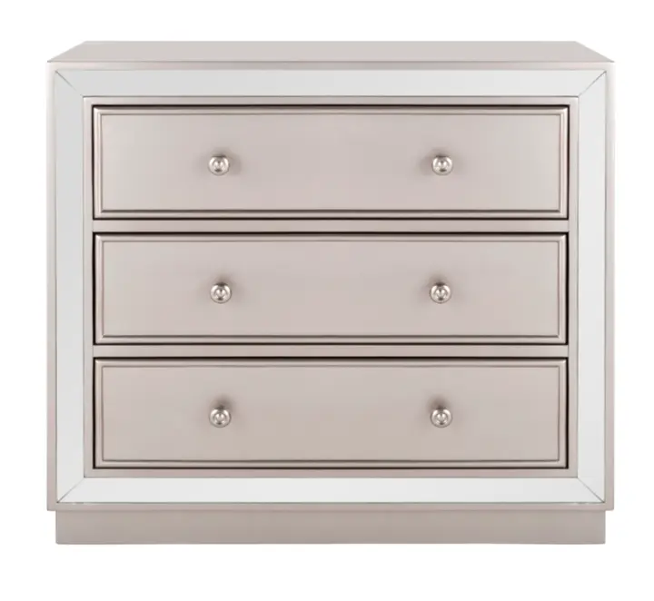 Recalled chest with champagne drawers and mirror finish (Model Number CHS6403A)