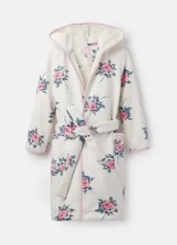205705-CRMSTPFLRL White robe with floral print 100% polyester XS, S, M, L