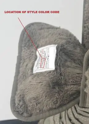 Location of style color code on the recalled North Face Shellista V Mid Waterproof Boot
