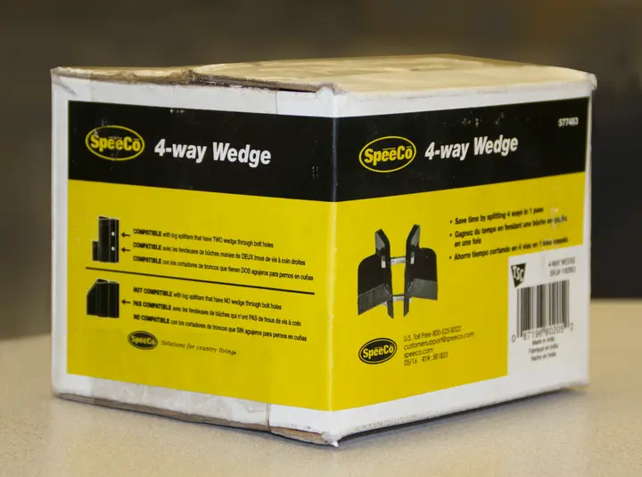 Photo from the official notice: SpeeCo® and Woods® Recall 4-Way Wedge Accessory for Log Splitters Due to Impact Injury Hazard