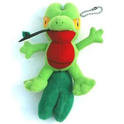 Recalled Treecko Plush Keychain, #2643 - measures about 5½ inches long; it is light green with dark green tails, and a red stomach