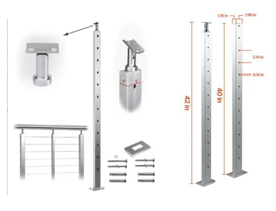 Recalled Vevor cable railing kit with Cable Support Post model number LGZY106.72.55KZF0V0