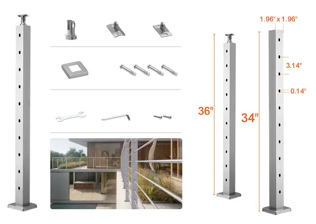 Recalled Vevor cable railing kit with Cable Support Post model numbers 1JZLGZ91455YMDM3LV0 and 1JZLGZ91455YMDM3LV0-0801