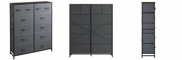 Recalled WLIVE Fabric 12-Drawer Dresser in Dark Grey