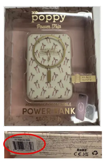 Recalled XO Poppy Power Bank PY-PBK5M-BW8 (Bow Print)