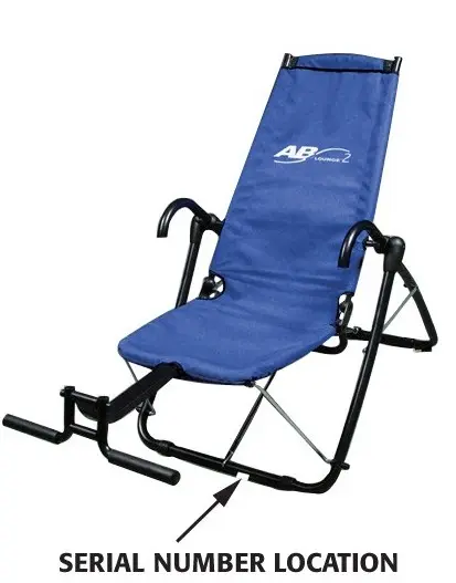 Location of serial number on recalled Ab Lounge Ultimate Exerciser
