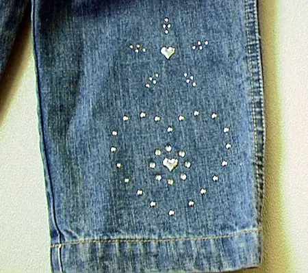 Metal appliques on recalled children's jeans