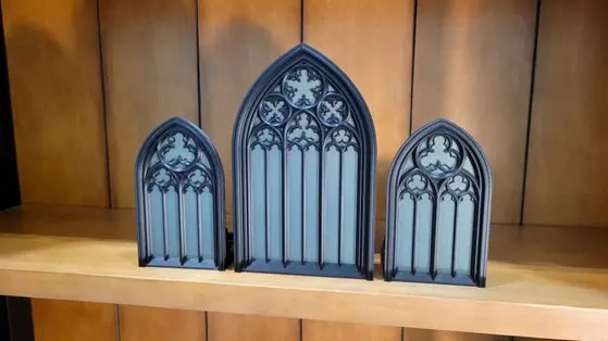Recalled Prismatic 3D Prints Book Nooks Gothic Cathedral Window (set of three)
